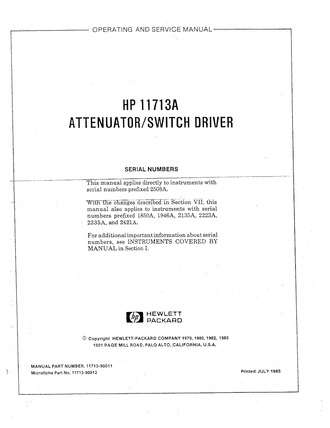 HP 11713A manual 