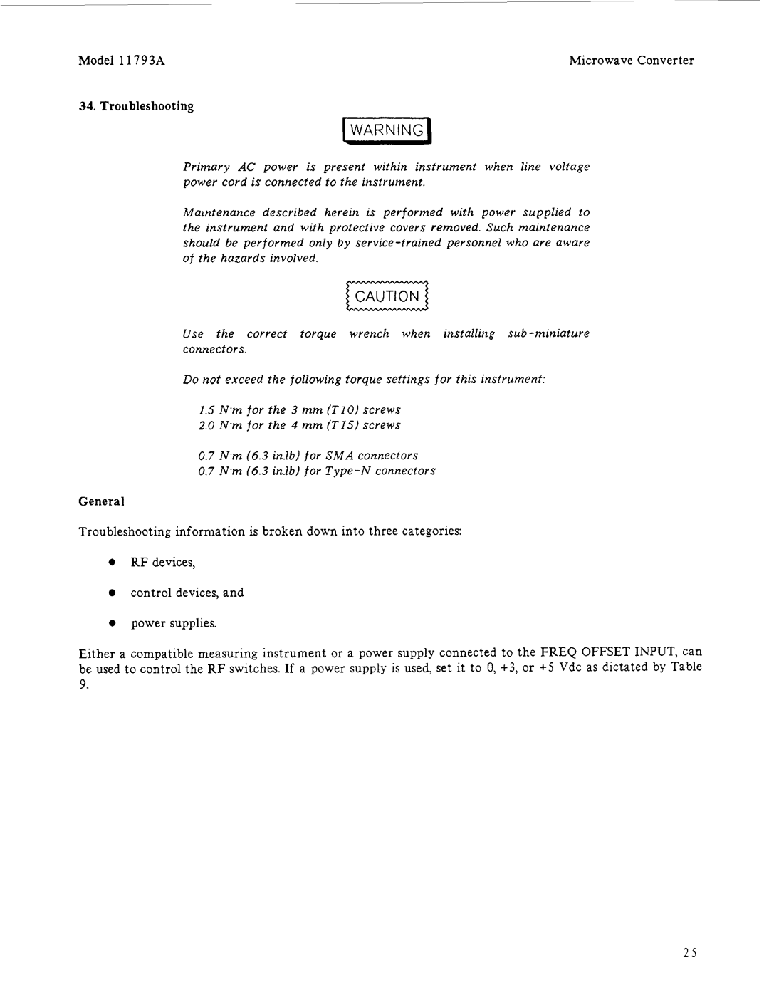 HP 11793A manual Troubleshooting, General 