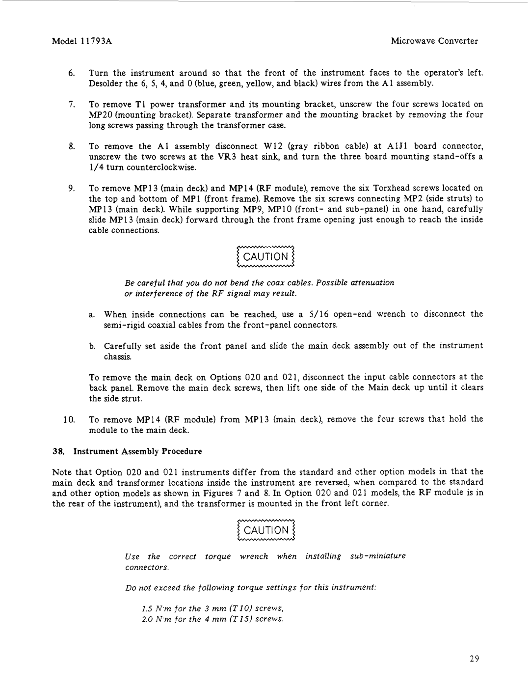 HP 11793A manual Instrument Assembly Procedure 