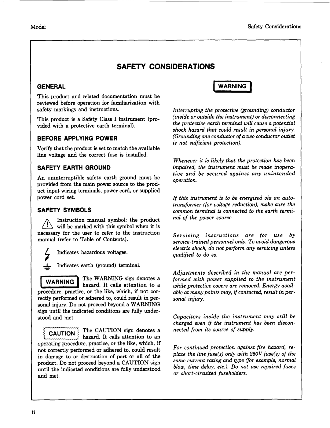 HP 11793A manual Safety Considerations 