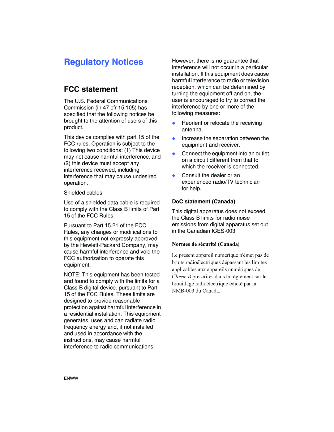 HP 1180C manual Regulatory Notices, FCC statement 