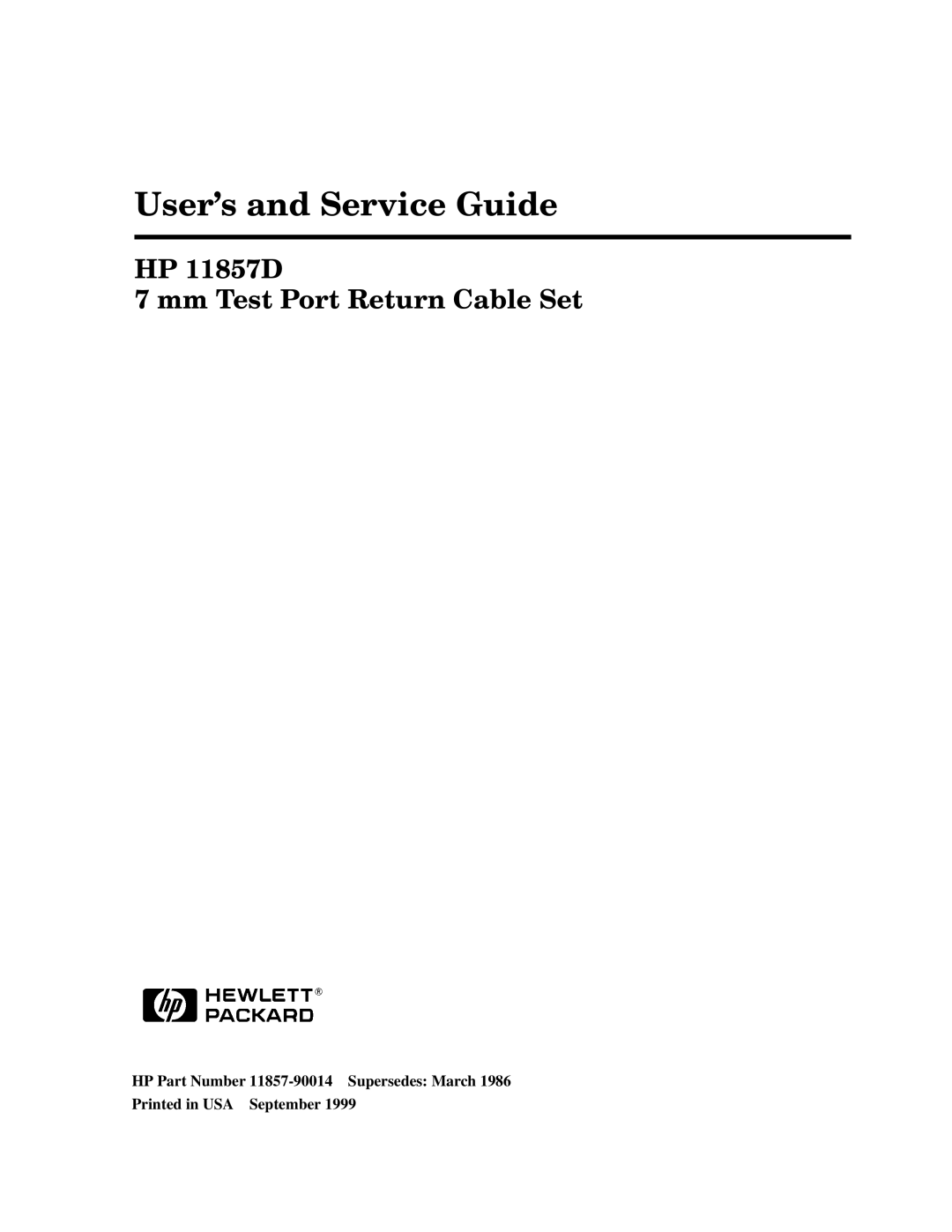 HP 11857D manual User’s and Service Guide 