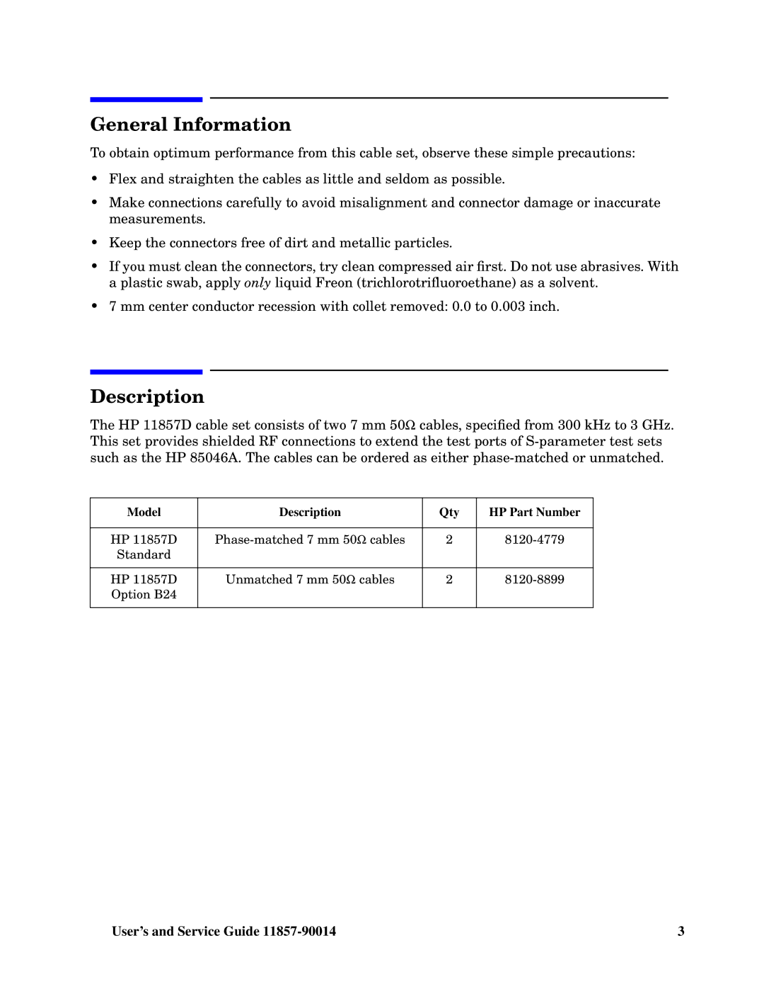 HP 11857D manual General Information, Description 