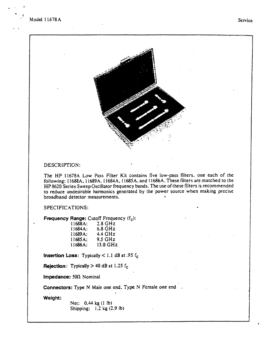 HP 11689A, 11865A, 11864A, 11686A, 11688A manual 