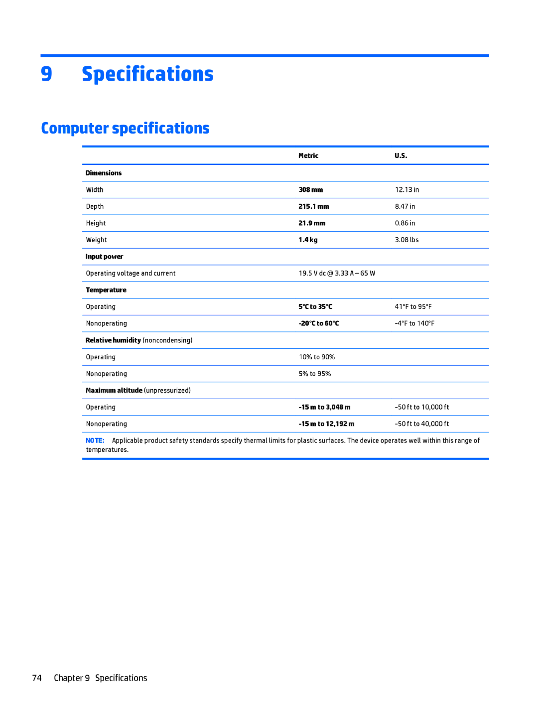 HP 11-n038ca x360, 11t-n000 x360, 11-n041ca x360, 11-n040ca x360, 11-n012dx x360 manual Specifications, Computer specifications 