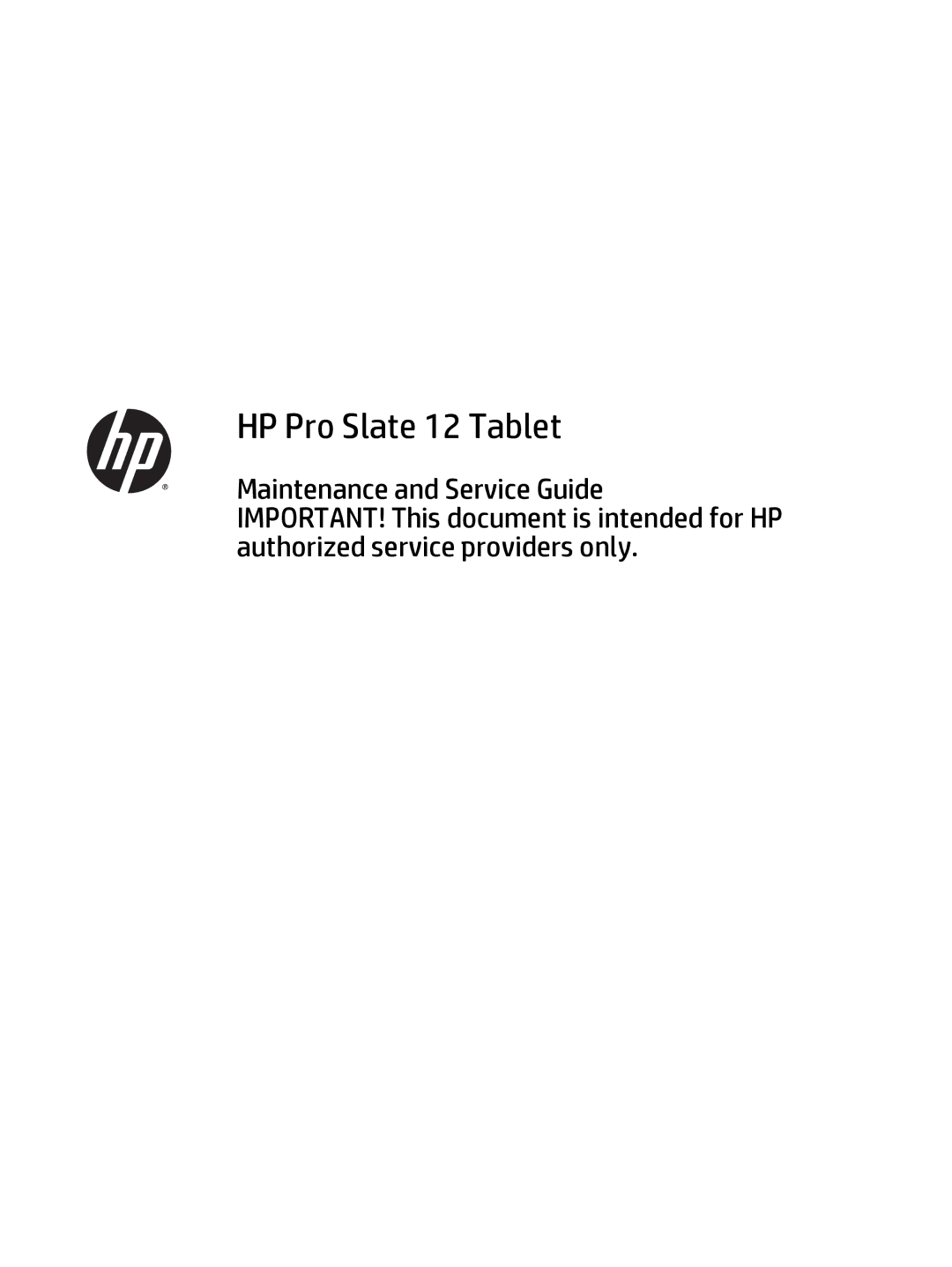 HP 12 Pro manual HP Pro Slate 12 Tablet 