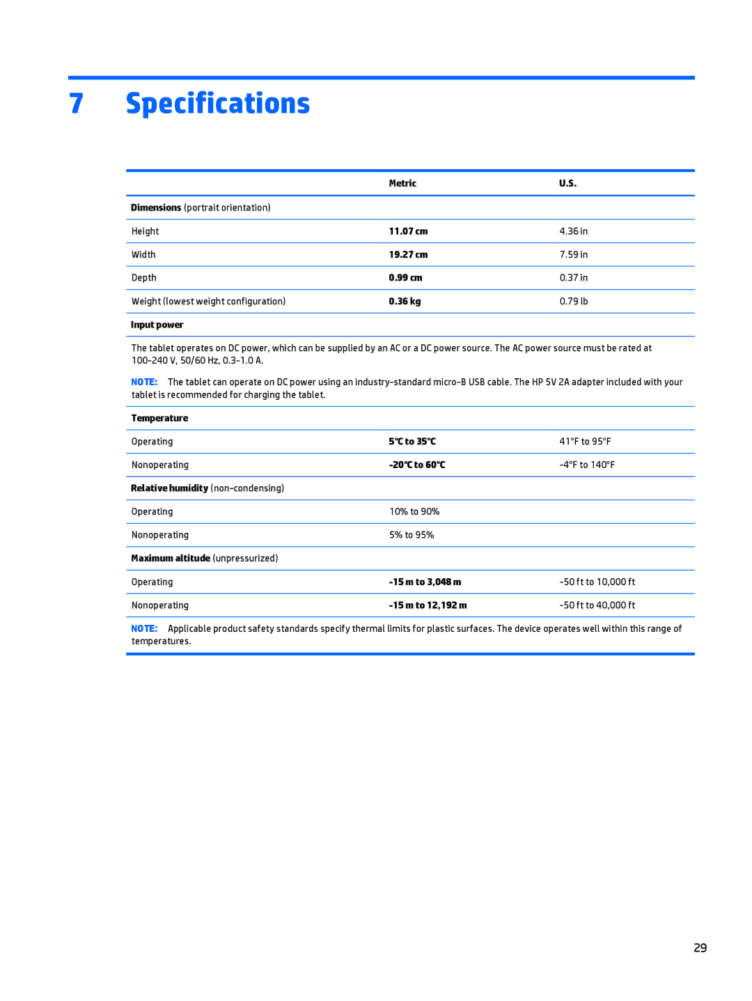 HP 12 Pro manual Specifications 