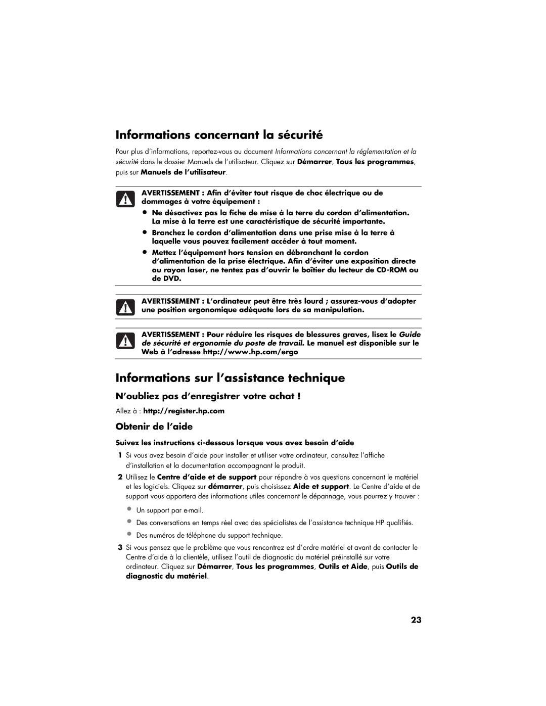 HP 120-1133w, 120-1150xt, 120-1134, 120-1132, 120-1135, 120-1126 ’oubliez pas d’enregistrer votre achat, Obtenir de l’aide 