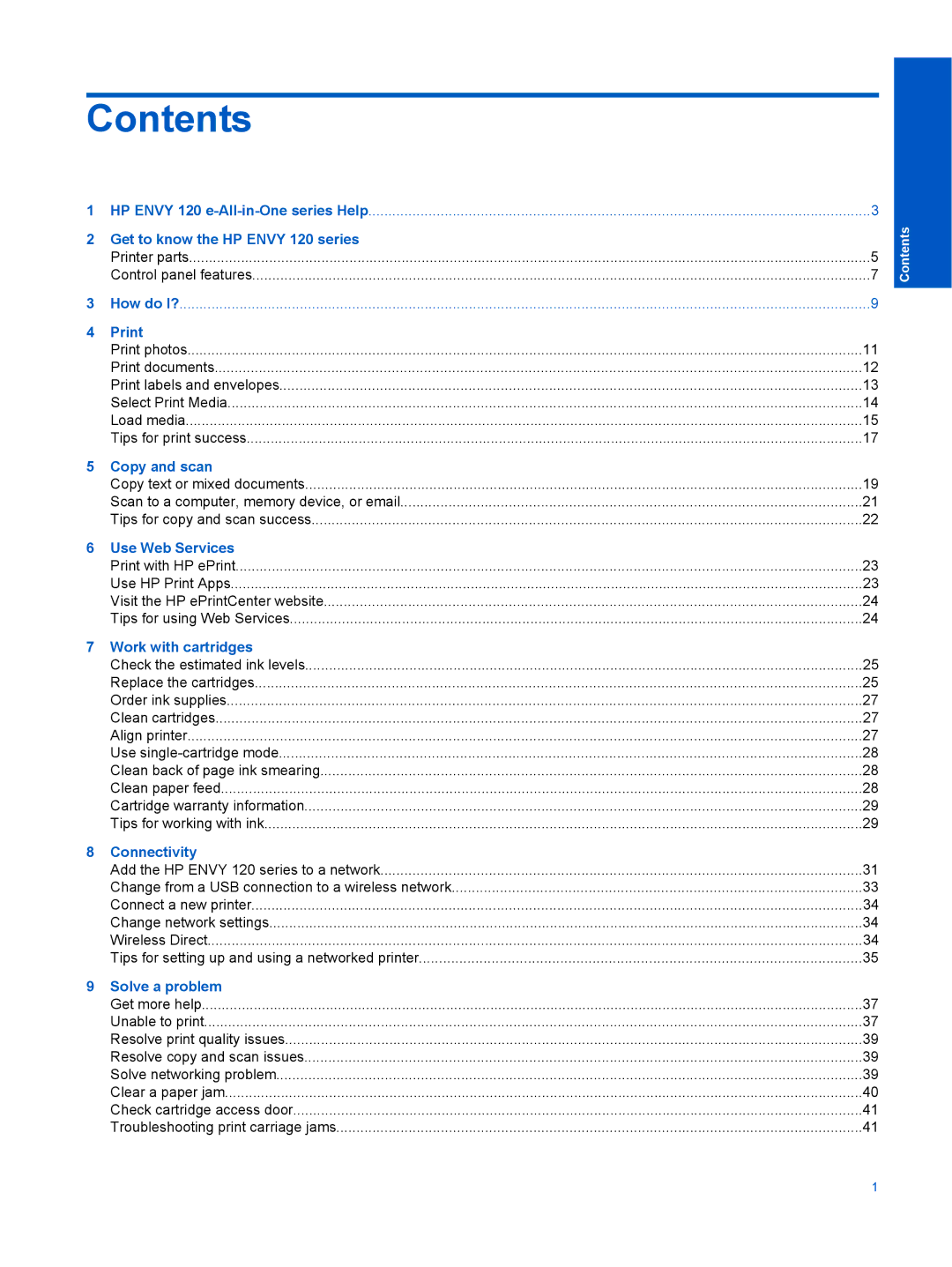 HP 120 Inkjet Multifunction 120-113 manual Contents 