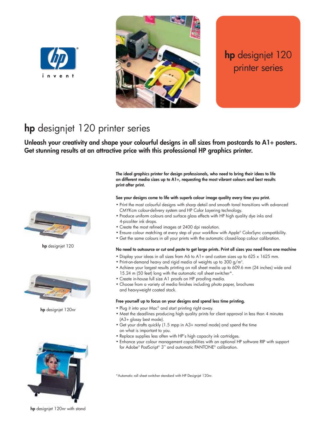 HP manual Hp designjet Printer series Hp designjet 120 printer series 