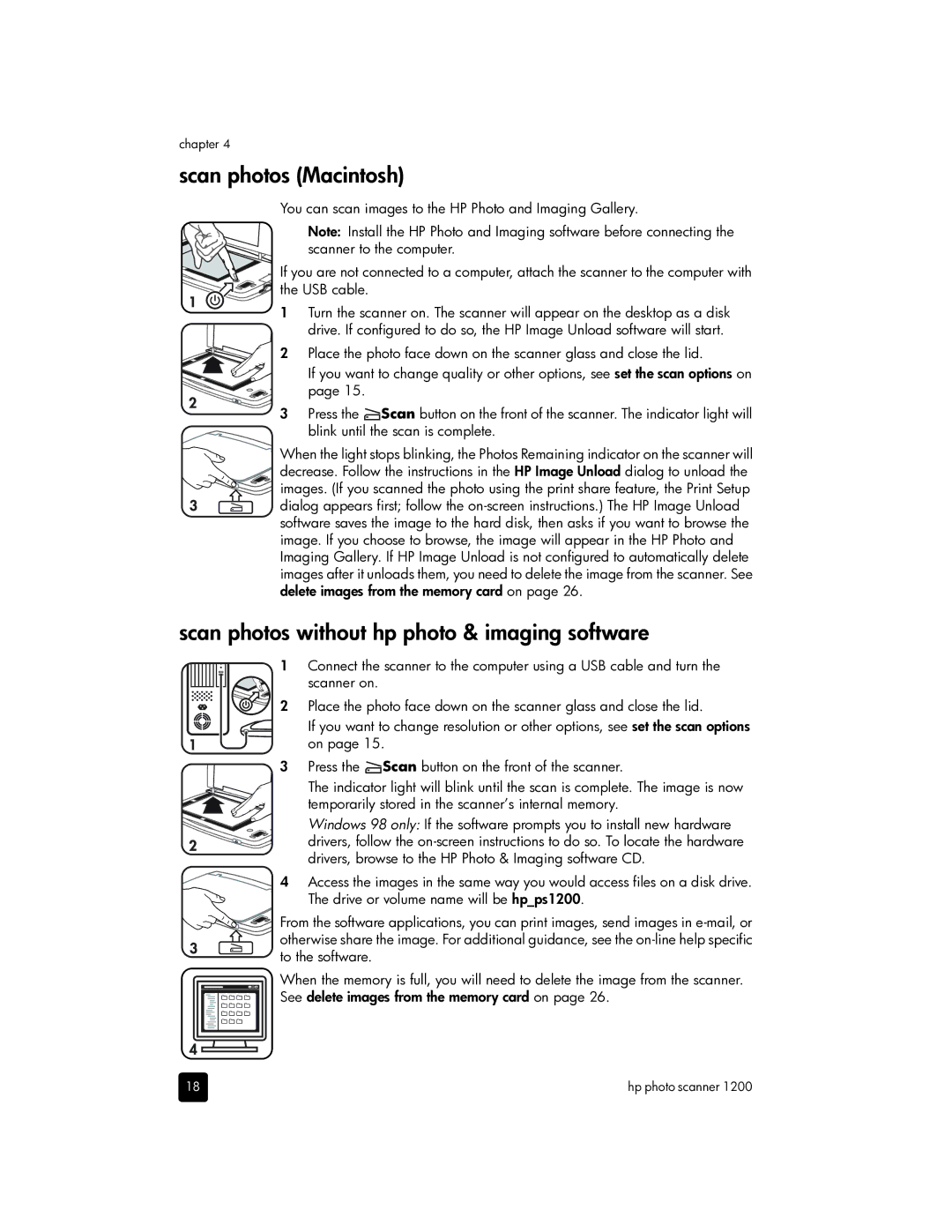 HP 1200 Photo manual Scan photos Macintosh, Scan photos without hp photo & imaging software 