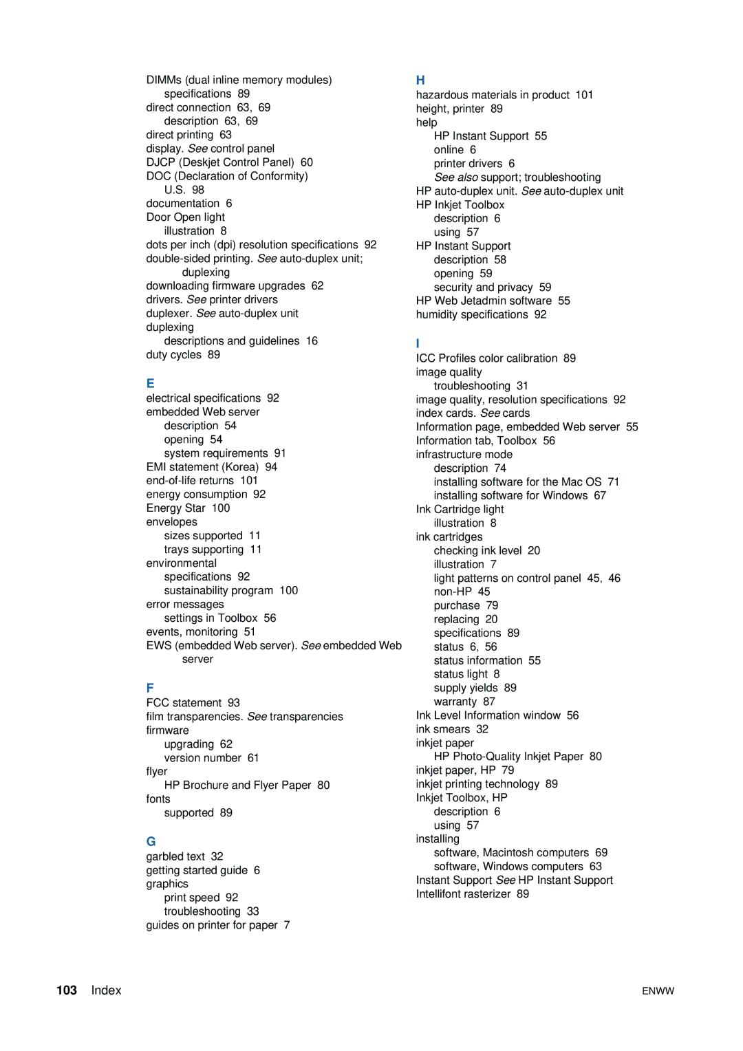 HP 1200 manual Index 