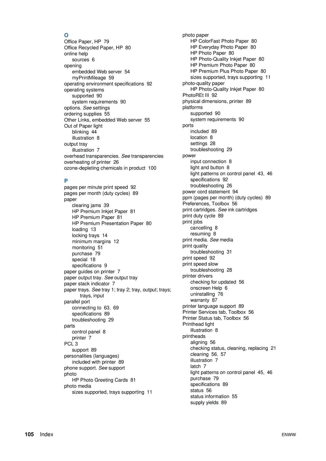 HP 1200 manual Index 