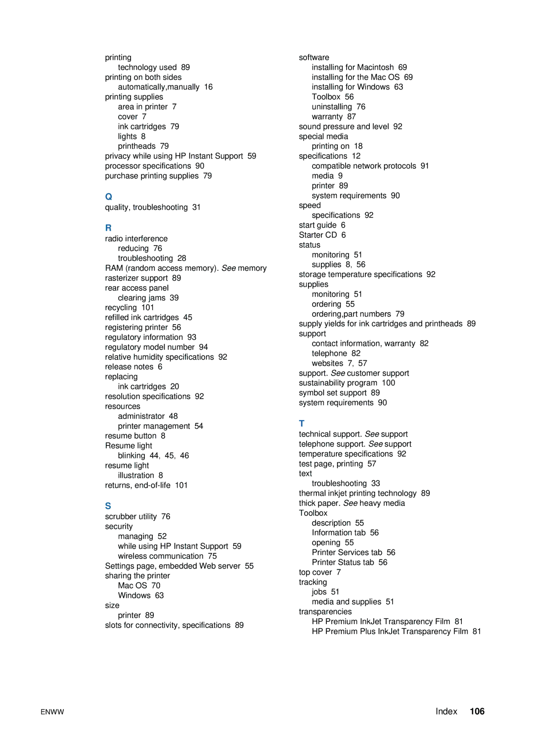 HP 1200 manual Index 