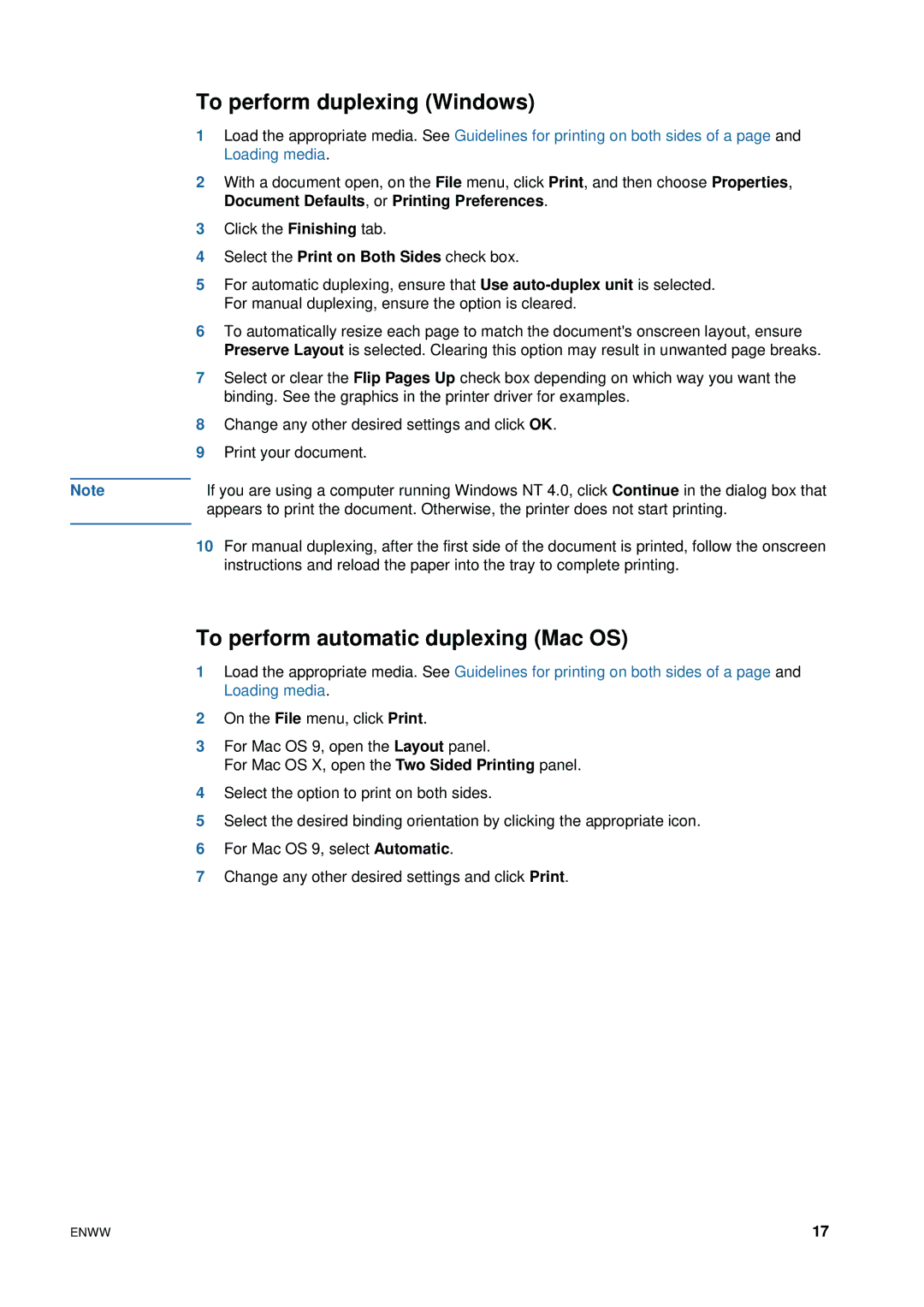 HP 1200 manual To perform duplexing Windows, To perform automatic duplexing Mac OS 