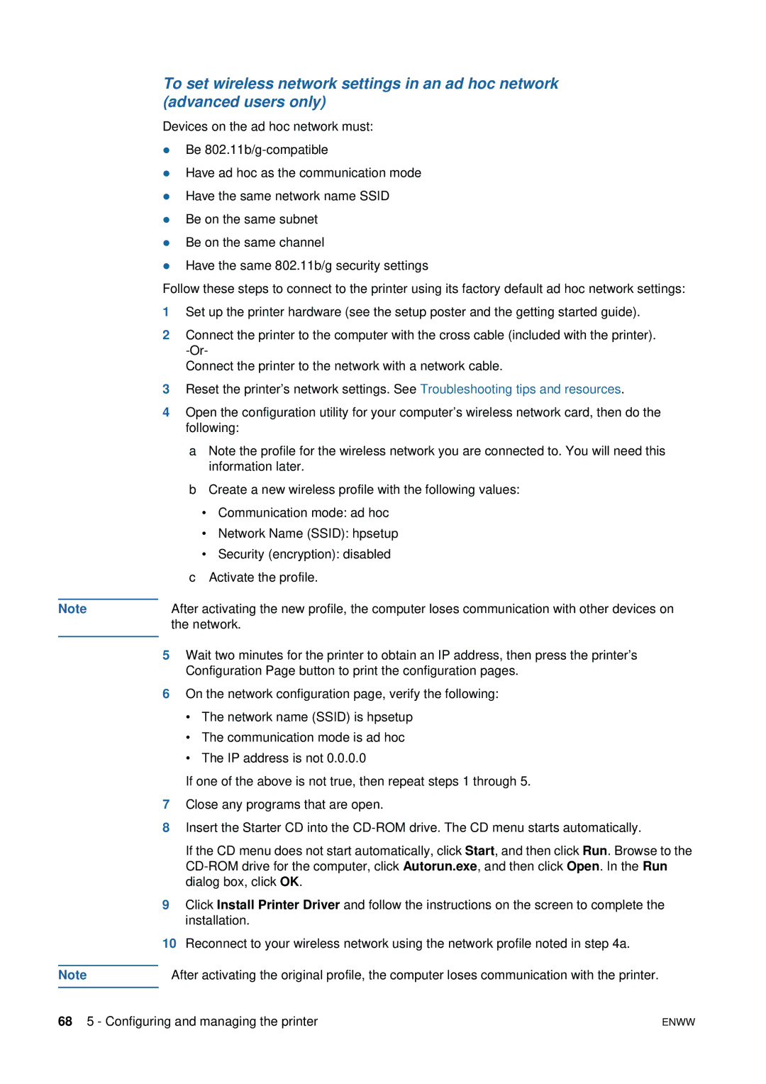 HP 1200 manual 68 5 Configuring and managing the printer 