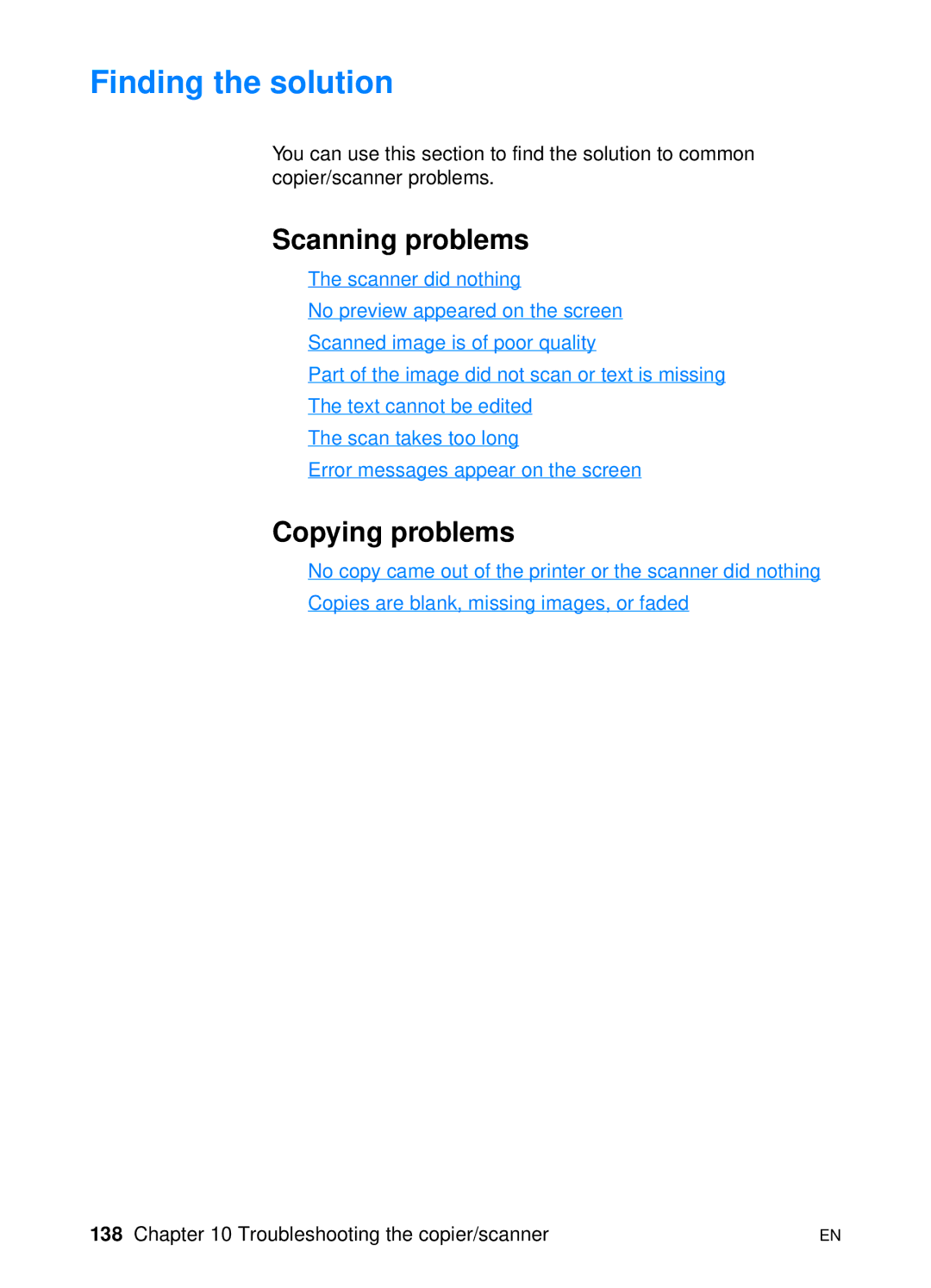 HP 1200 manual Scanning problems, Copying problems 