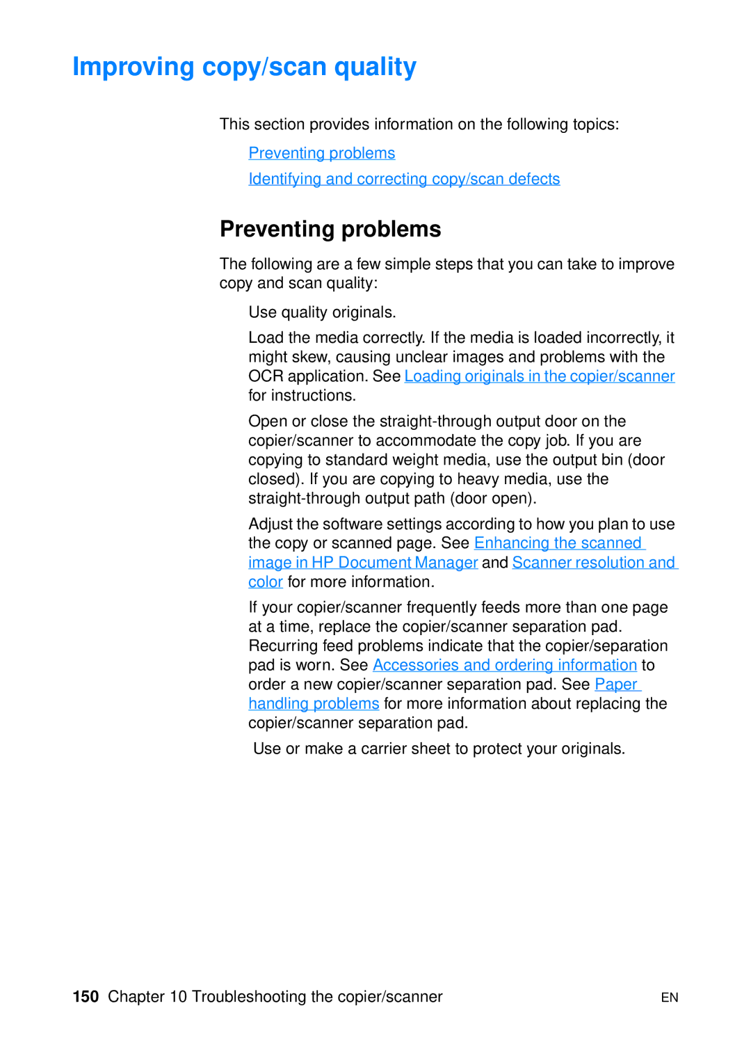 HP 1200 manual Improving copy/scan quality, Preventing problems 