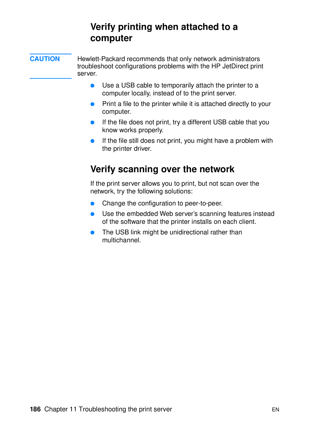 HP 1200 manual Verify printing when attached to a computer, Verify scanning over the network 