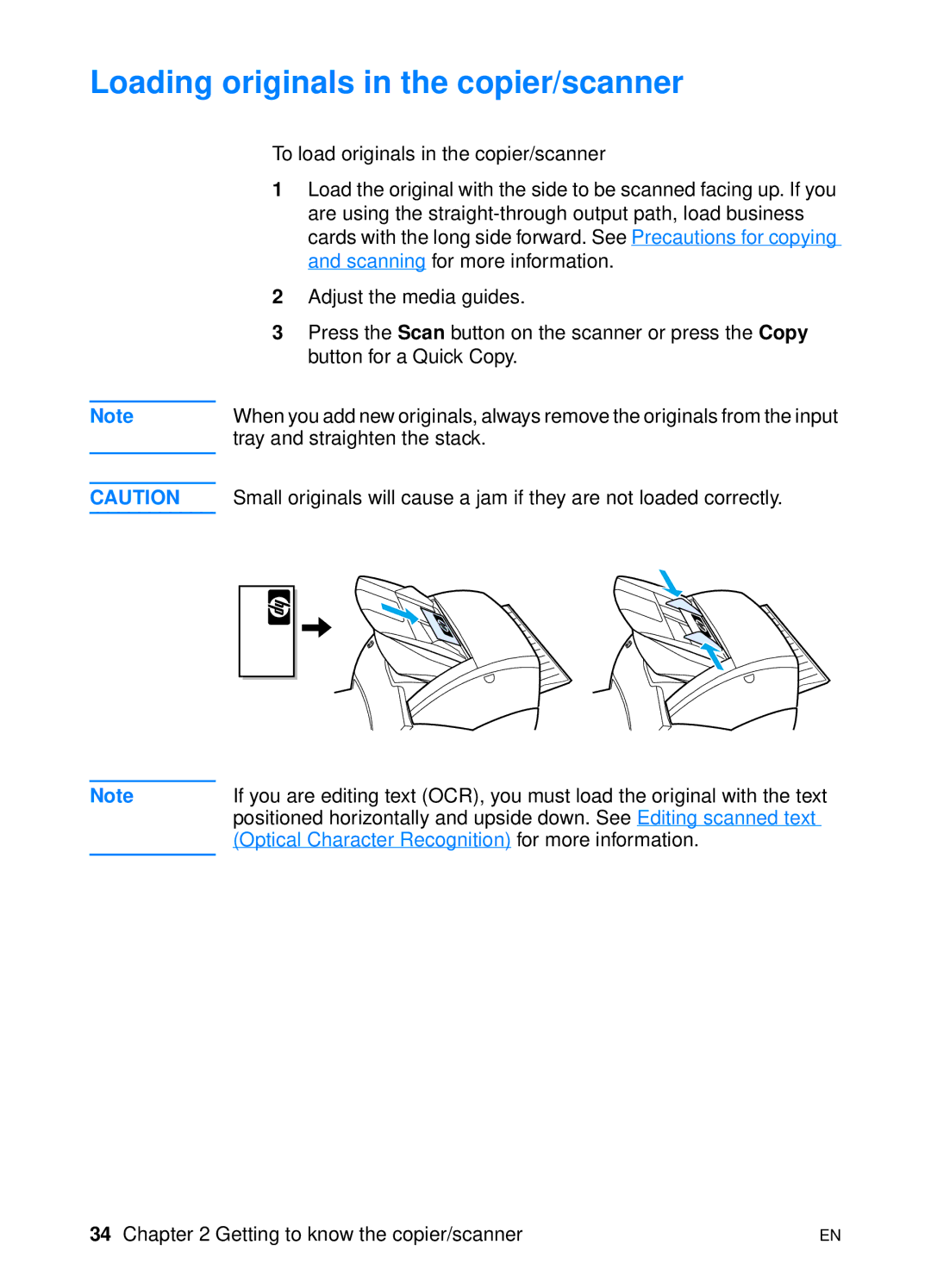 HP 1200 manual Loading originals in the copier/scanner 