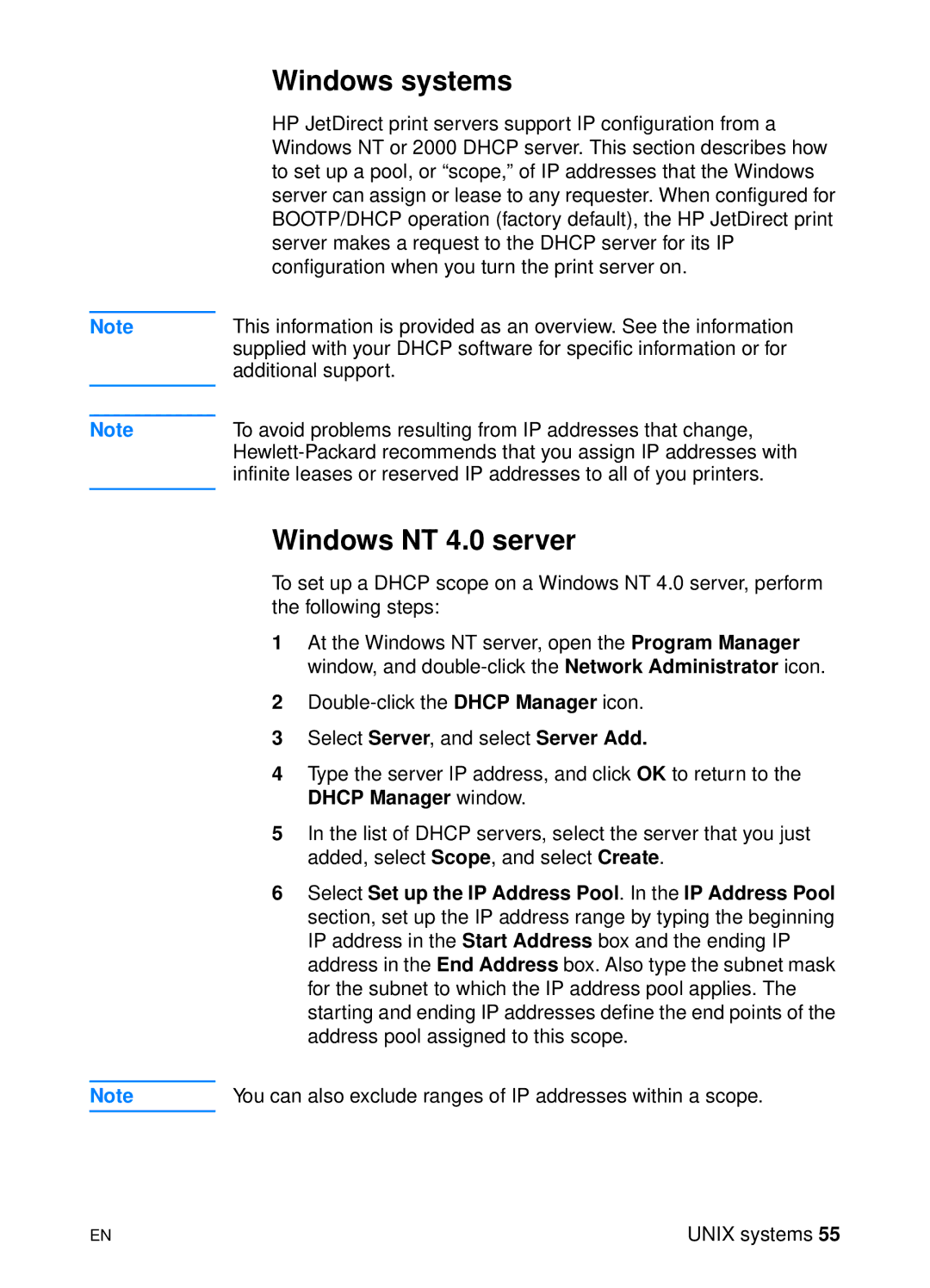 HP 1200 manual Windows systems, Windows NT 4.0 server 