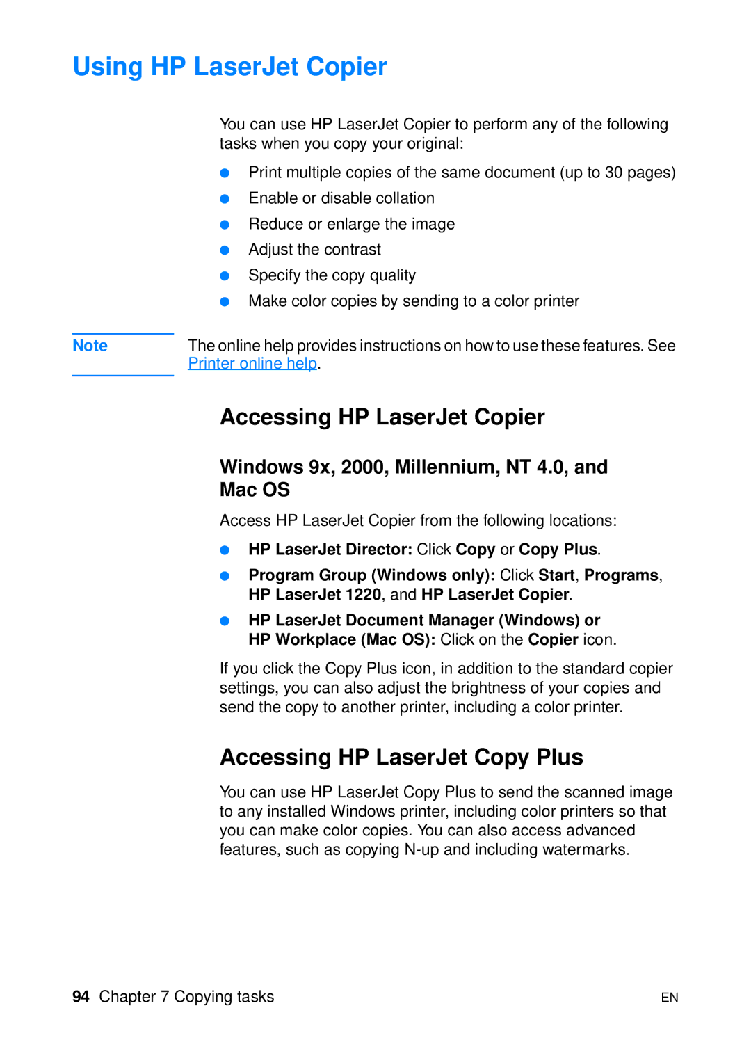 HP 1200 manual Using HP LaserJet Copier, Accessing HP LaserJet Copier, Accessing HP LaserJet Copy Plus 