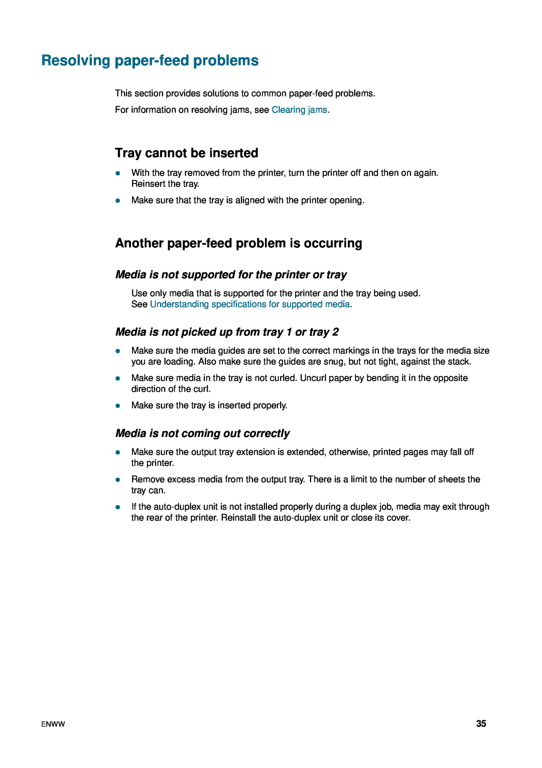 HP 1200 manual Resolving paper-feed problems, Tray cannot be inserted, Another paper-feed problem is occurring 