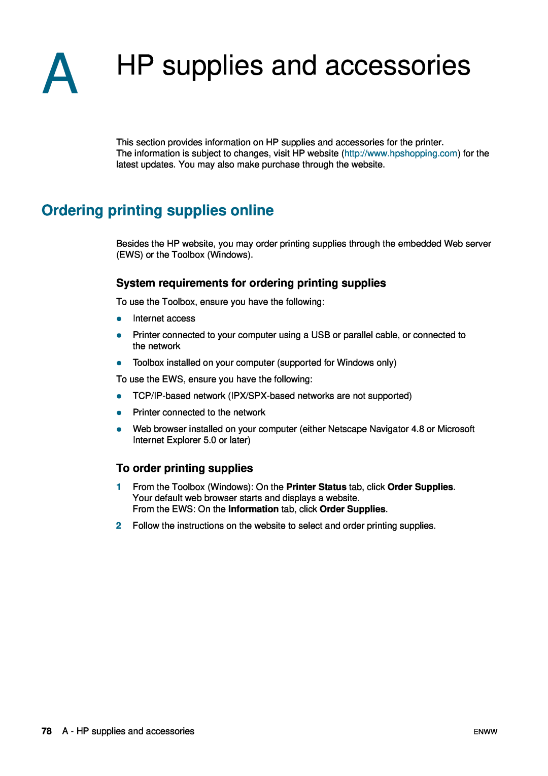 HP 1200 manual A HP supplies and accessories, Ordering printing supplies online, To order printing supplies 