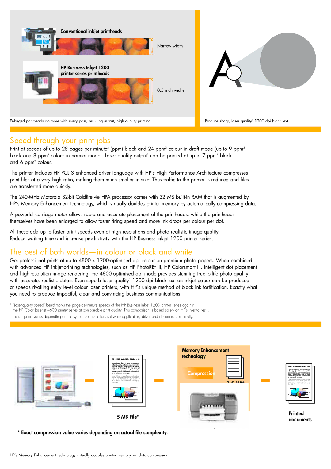 HP 1200d manual Speed through your print jobs, Best of both worlds-in colour or black and white, MB File 