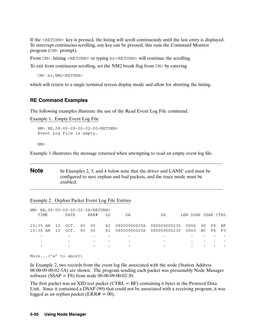 HP 12076A LAN/1000 LINK manual Time Date ERR# LEN Dsap Ssap Ctrl, Oct 