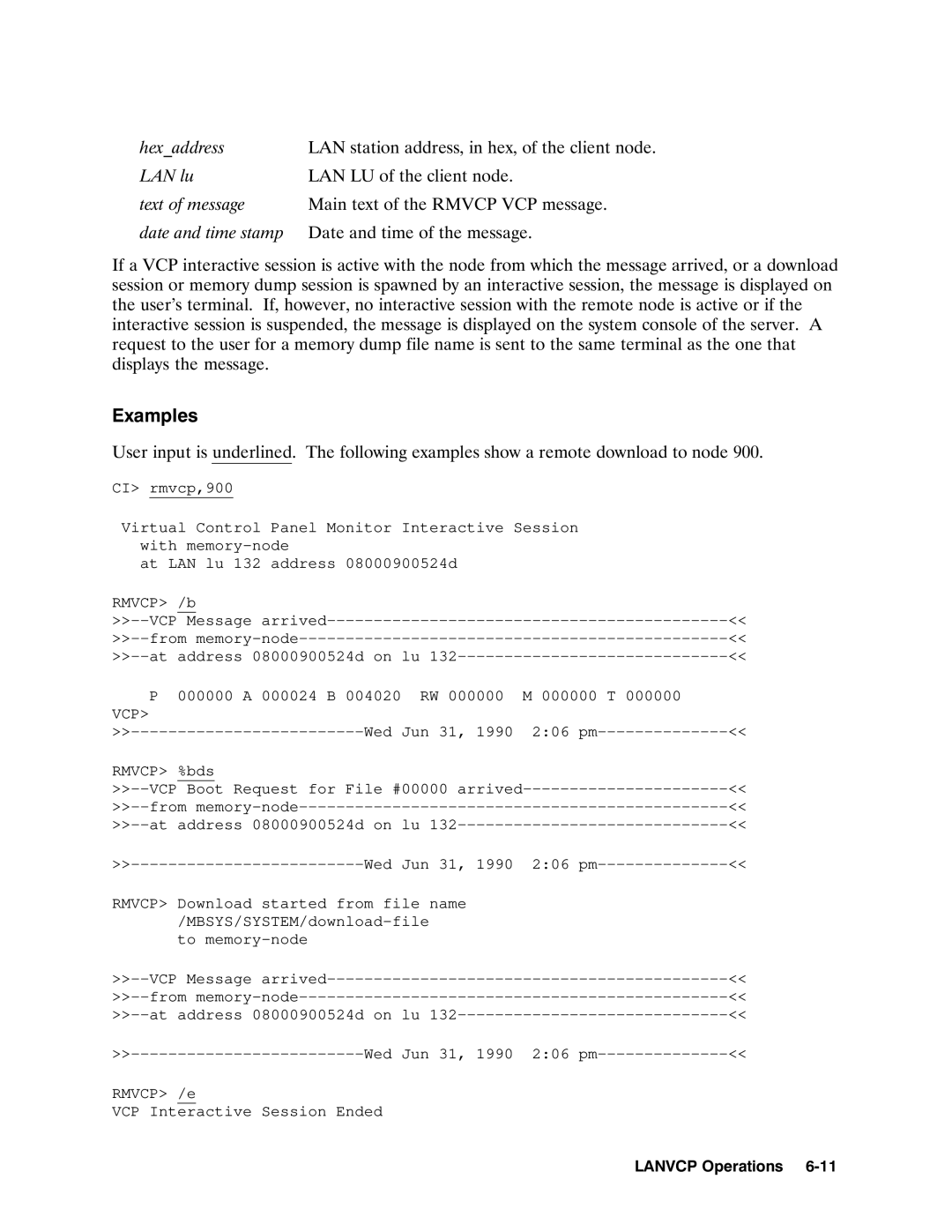 HP 12076A LAN/1000 LINK manual Vcp 