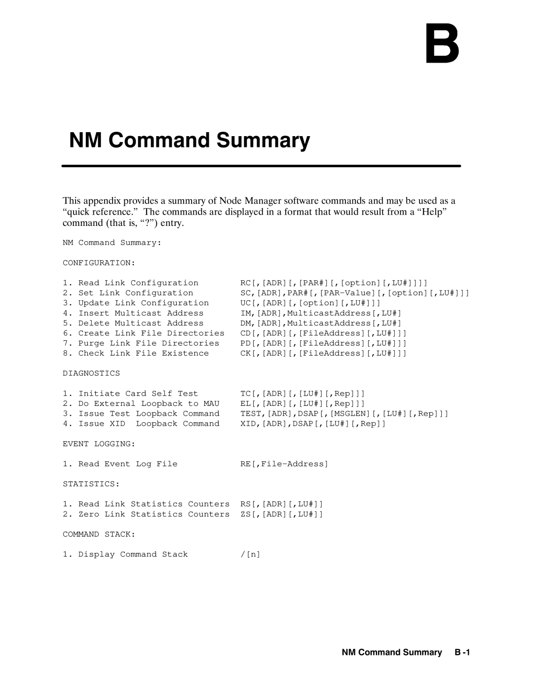 HP 12076A LAN/1000 LINK manual Statistics, Command Stack 