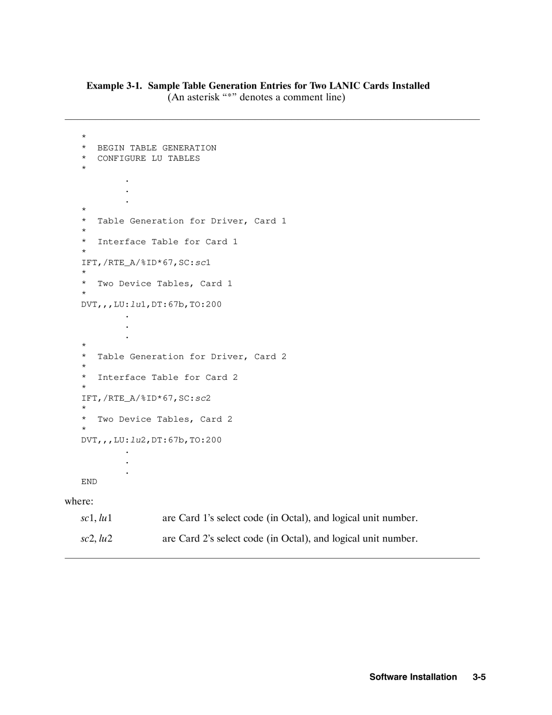 HP 12076A LAN/1000 LINK manual Begin Table Generation Configure LU Tables 