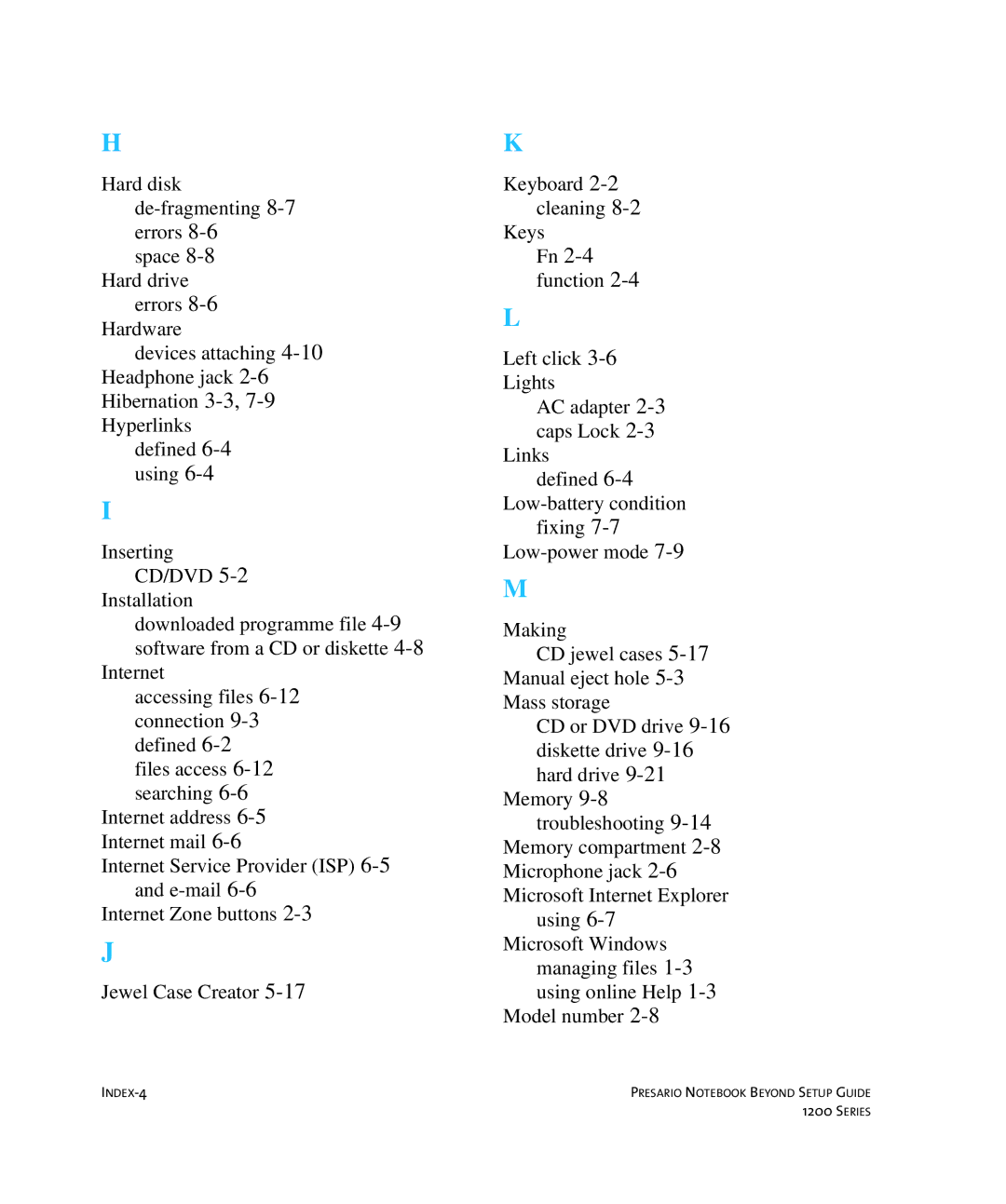 HP 1215EA manual INDEX-4 