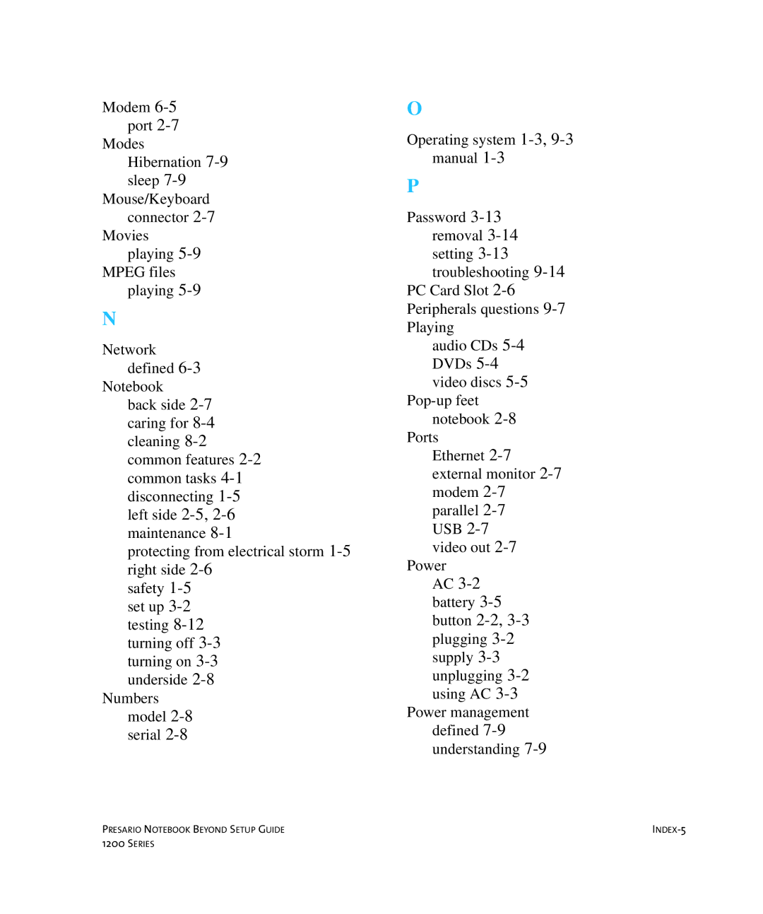 HP 1215EA manual INDEX-5 