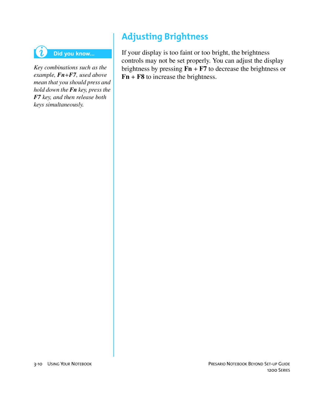 HP 1215EA manual Adjusting Brightness 