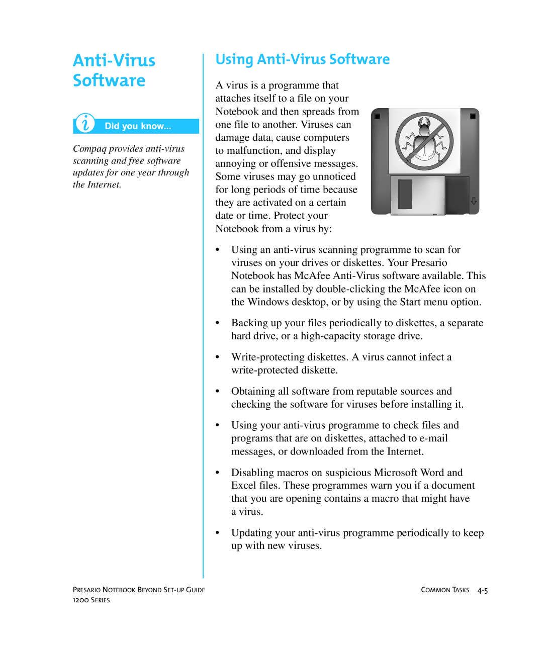 HP 1215EA manual Using Anti-Virus Software 