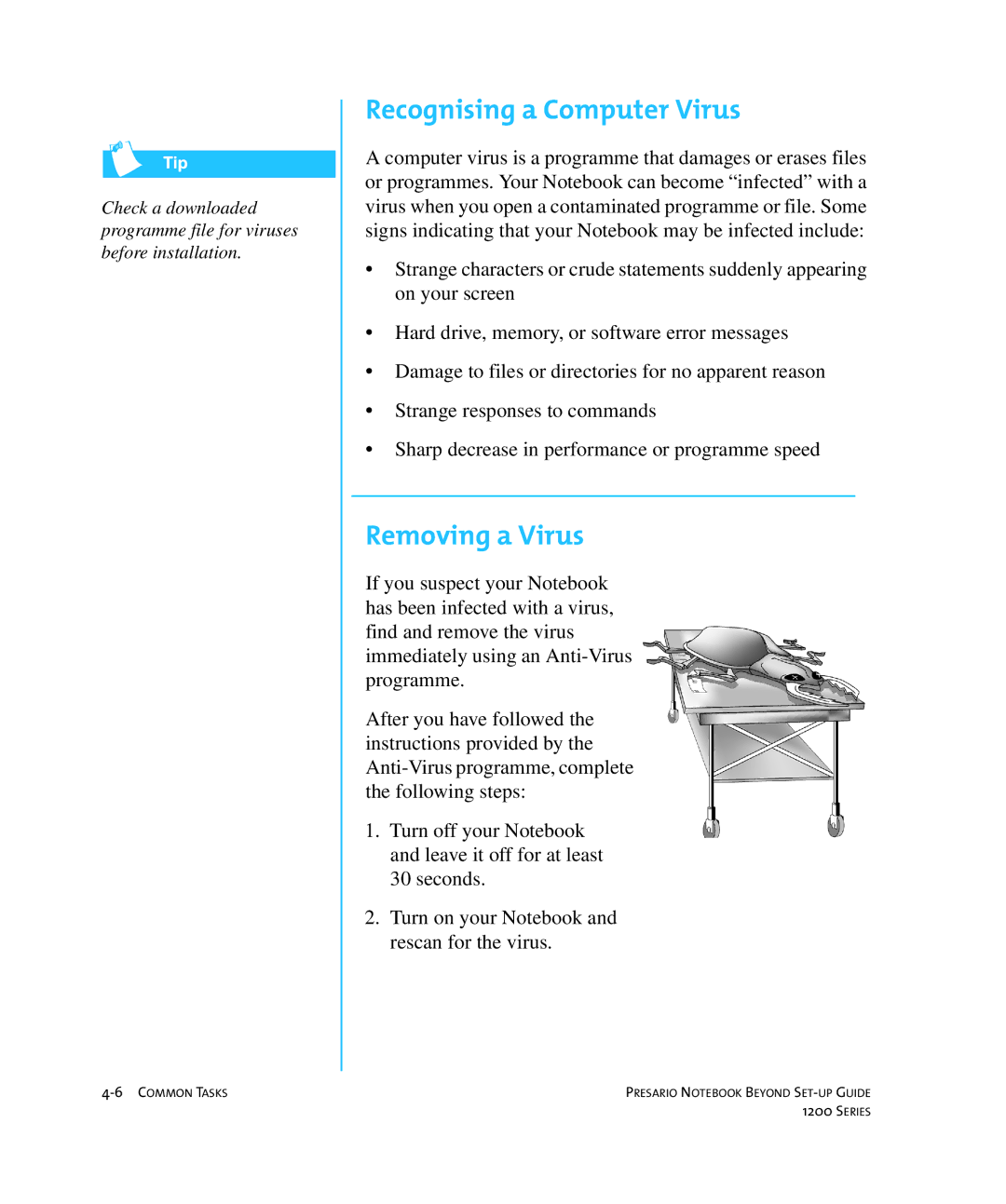 HP 1215EA manual Recognising a Computer Virus, Removing a Virus 