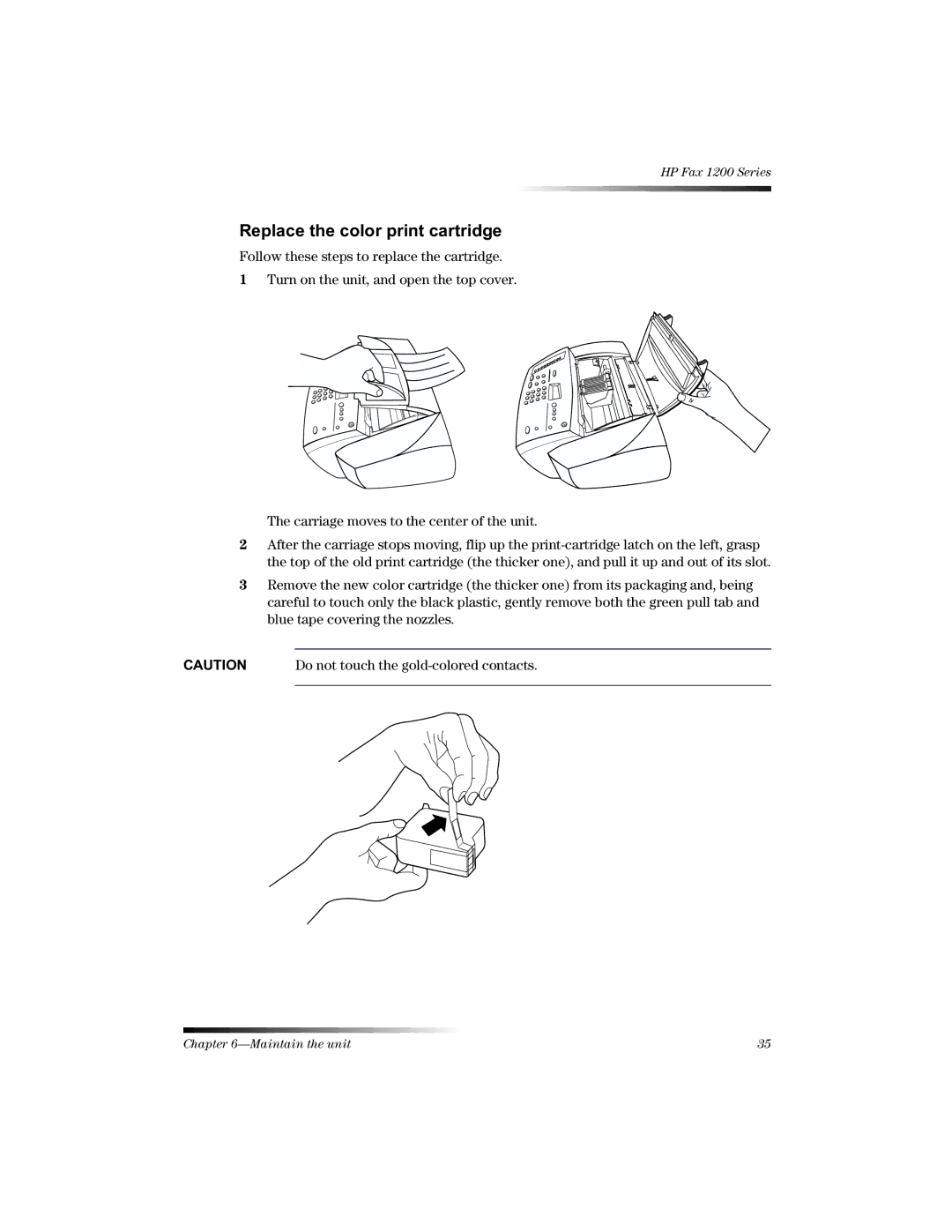 HP 1220 Fax manual 5HSODFHWKHFRORUSULQWFDUWULGJH 