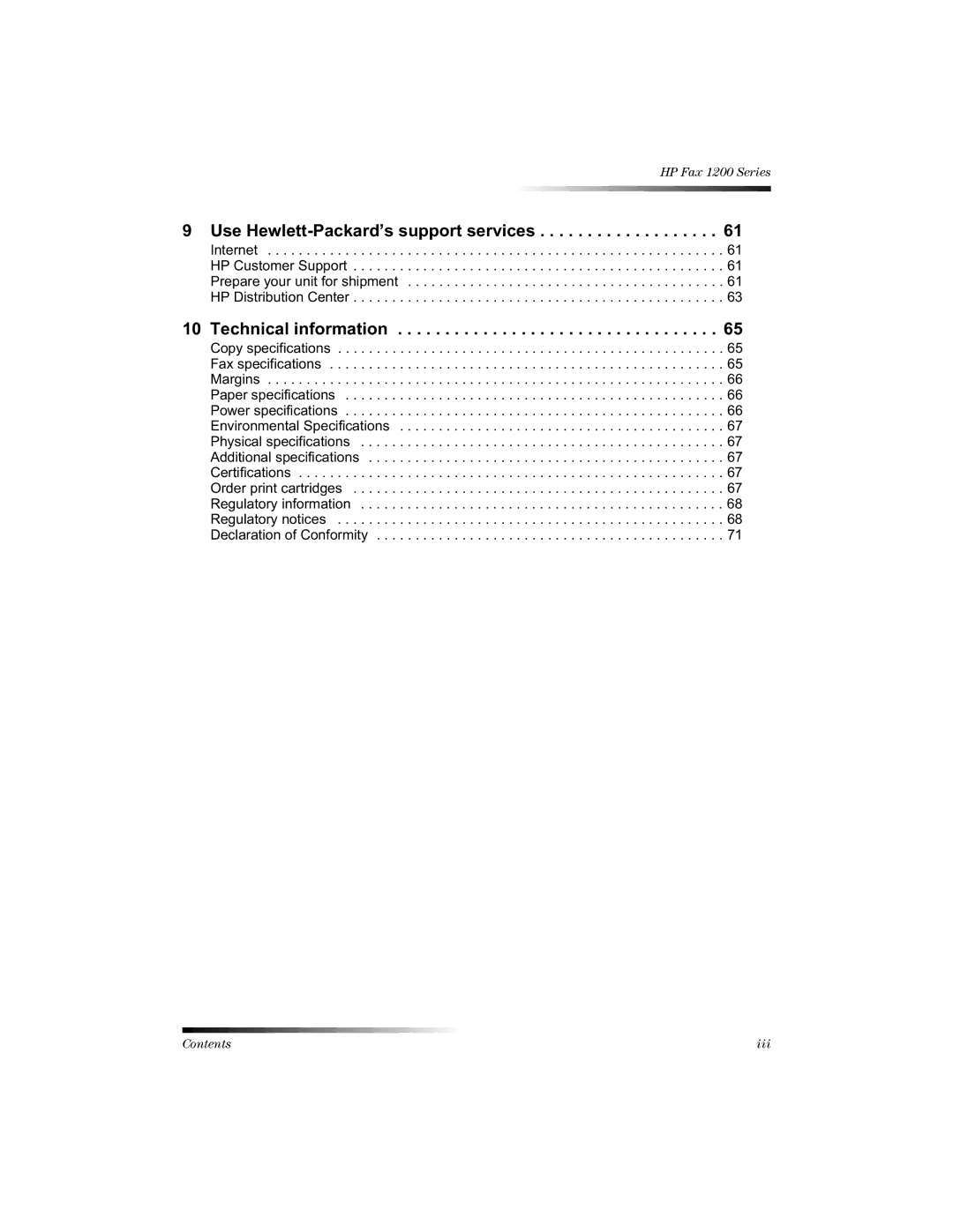 HP 1220 Fax manual Contents Iii 