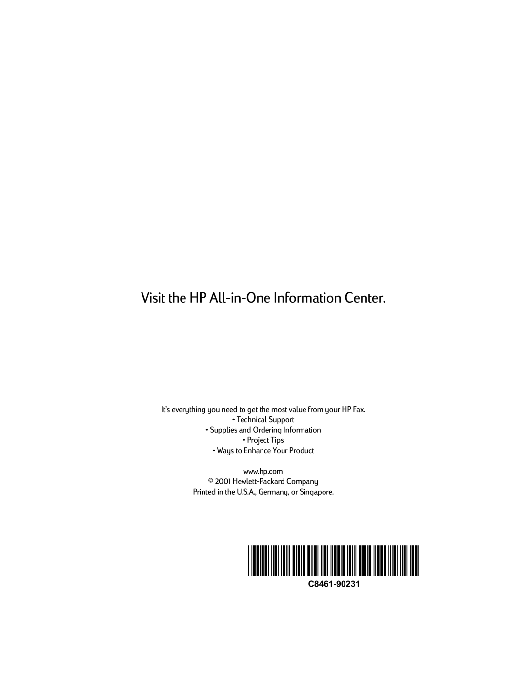 HP 1220 Fax manual C8461-90231 