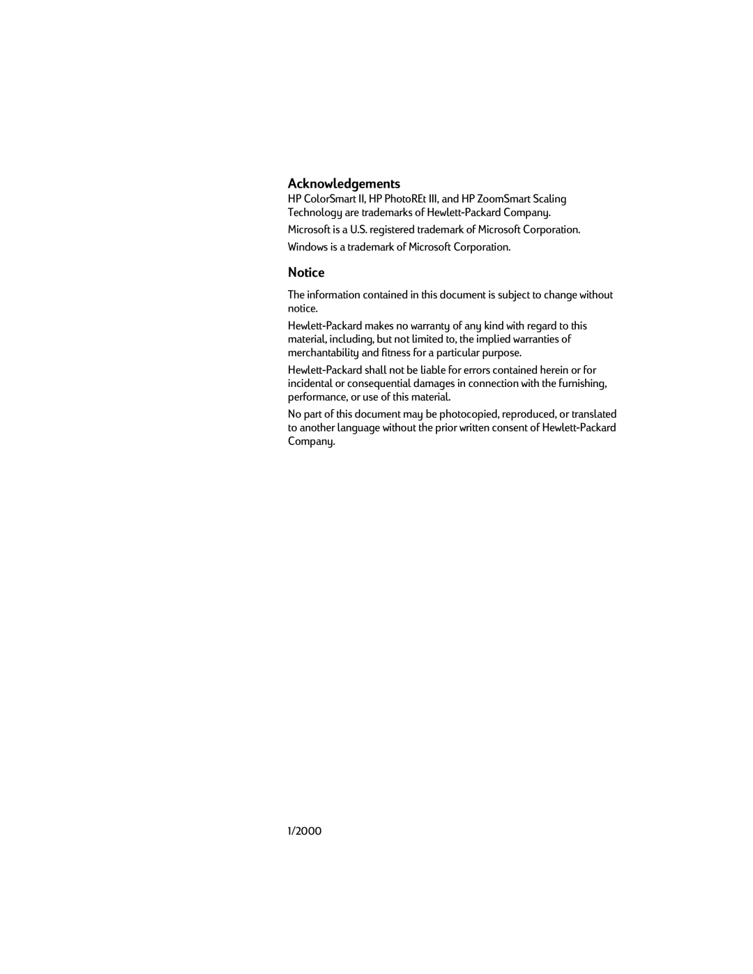 HP 1220C manual Acknowledgements 