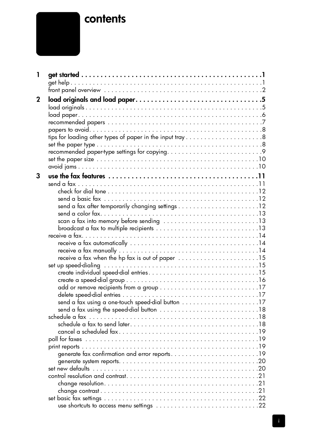 HP 1230 Fax manual Contents 