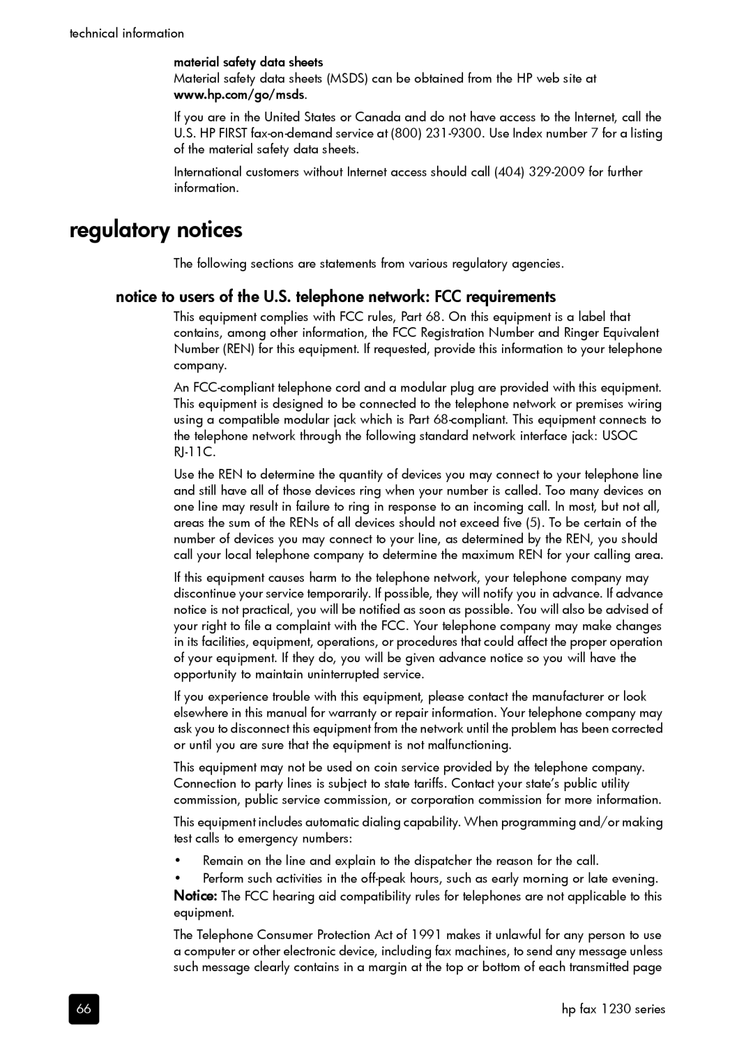 HP 1230 Fax manual Regulatory notices 