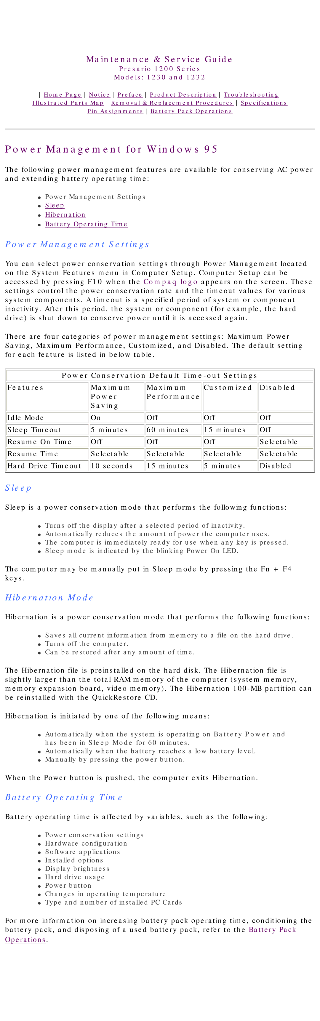 HP 1230 manual Operations 