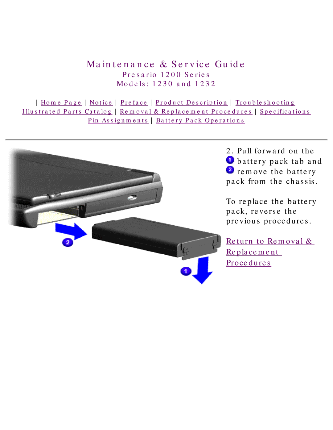 HP 1230 manual Return to Removal Replacement Procedures 