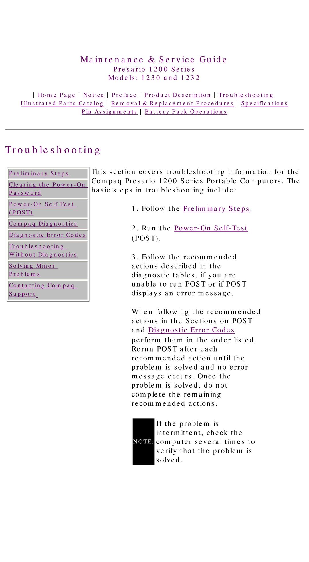 HP 1230 manual Troubleshooting, Follow the Preliminary Steps Run the Power-OnSelf-Test Post 