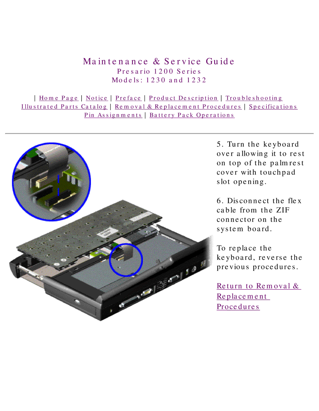 HP 1230 manual Return to Removal Replacement Procedures 