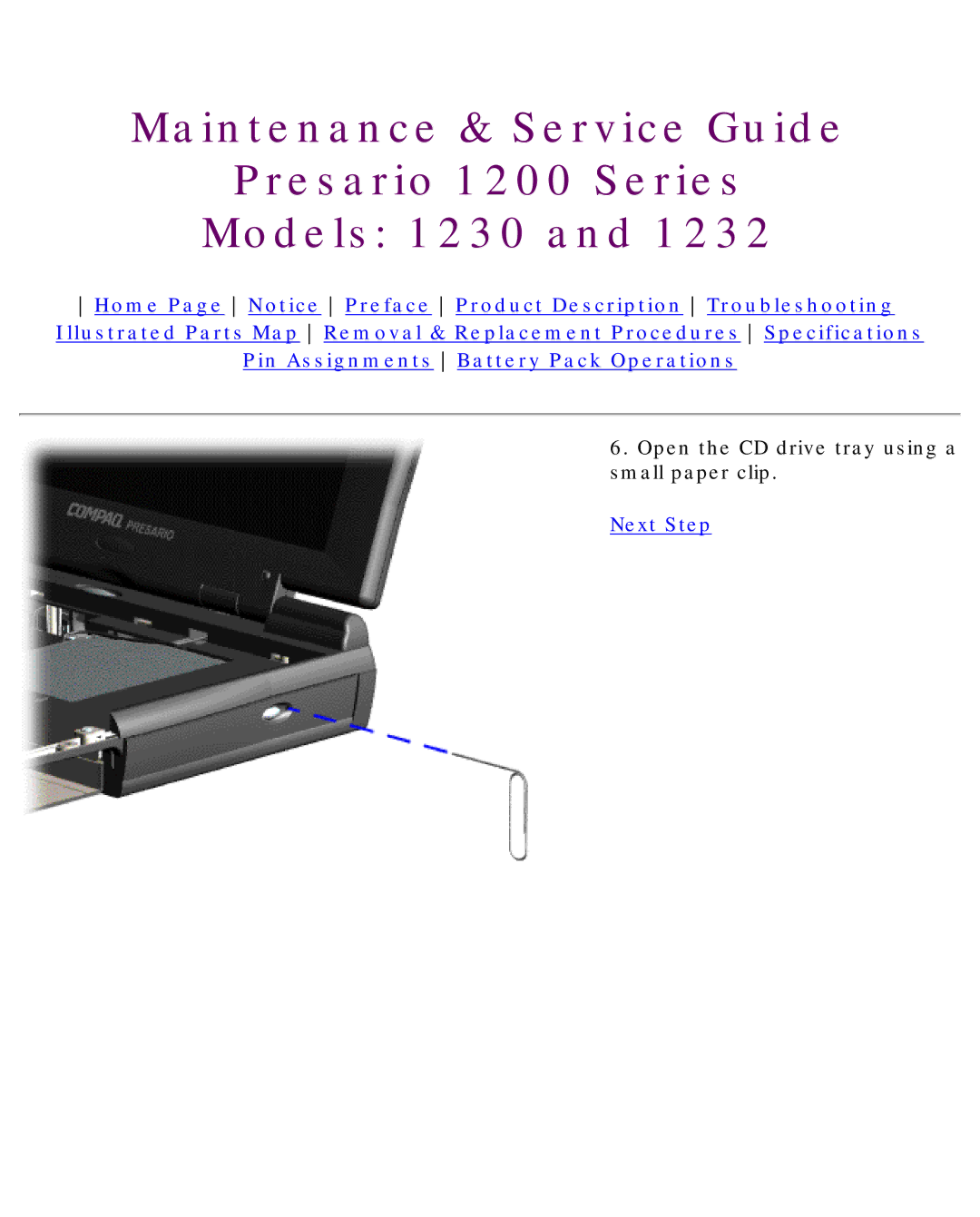 HP manual Maintenance & Service Guide Presario 1200 Series Models 1230 