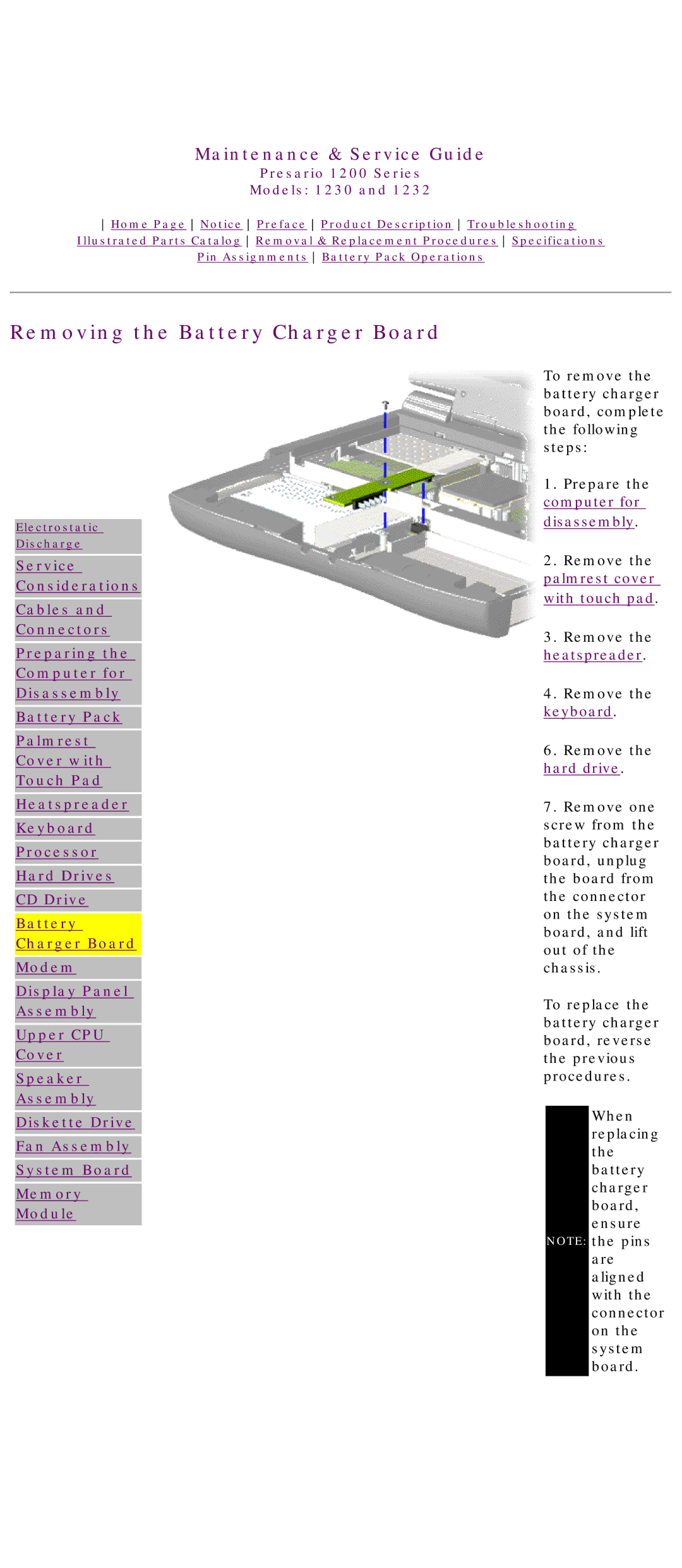 HP 1230 manual Removing the Battery Charger Board 